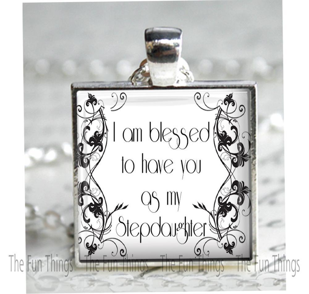 Stepdaughter Gift Pendant Charm Stepmother Love Family Blessed 1″ Setting