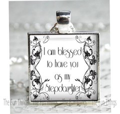 Stepdaughter Gift Pendant Charm Stepmother Love Family Blessed 1″ Setting
