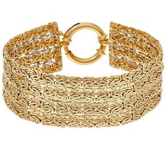 Reversible 4 Row Wide Byzantine Bracelet Real 14K Yellow White Two-Tone Gold QVC