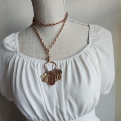 Mixed Metal Religious Charm Statement Necklace 34″
