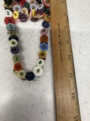 Handmade Artisan Necklace Earring Set Vintage Buttons Colorful Boho 1970s OOAK