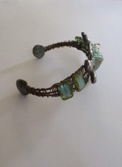 Artisan Crafted Turquoise Shell??? Glass & Copper Wire Sea Turtle Bracelet