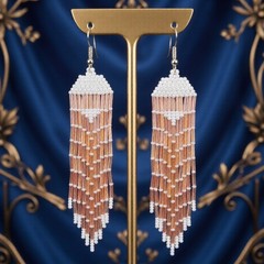Boho Beaded Statement Earrings Long Fringe Shoulder Dusters Designs by Alondra