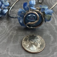 Hawaiian Jewelry Design Blue & Silver 3-piece Bracelet Cluster Ring Earring Set