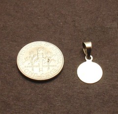 9mm Small Engravable Reversible Disc Charm Pendant Real Solid 14K White Gold