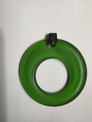 Frosted Green Glass Ring Pendant
