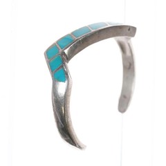 6.5″ Vintage Native American sterling silver turquoise channel inlay cuff brace