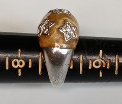 Angelique de Paris Sterling Silver Honey Color Resin 5 Star CZ Dome Ring Size 7