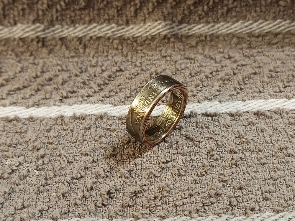Indiana Handcrafted Washington Quarters coin ring, size 7 (2002)