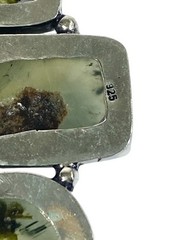 Prehnite Cabochon 3 Gemstone Ethnic Handmade Pendant 925 Silver 17.9 g 2.88″