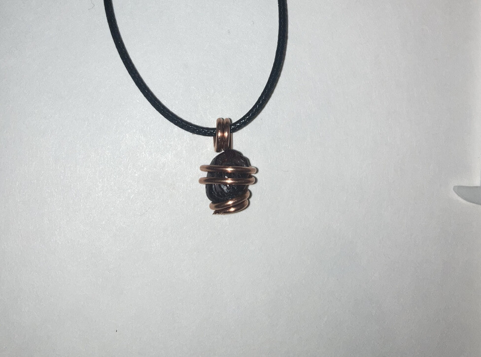 Handmade Garnet Gem Pure Copper wire wrapped Pendant Necklace Reiki January