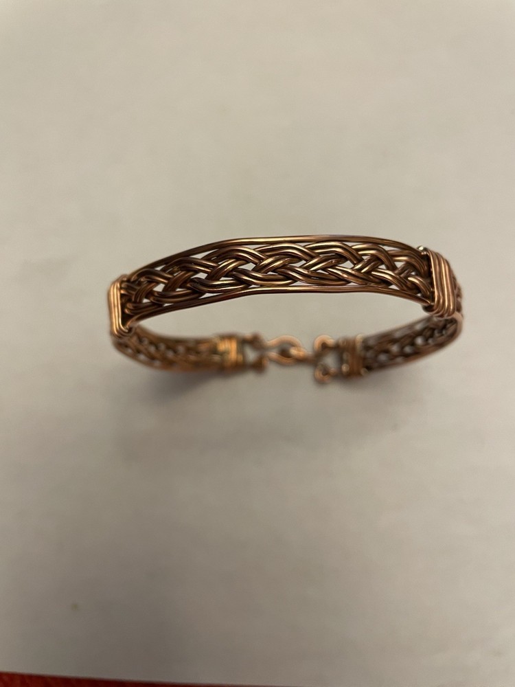 Antiqued Copper Braided Wire Weaved Bracelet 8.5”