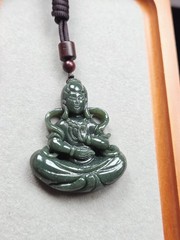 53mm Natural Hotan Green Jade Fairy Pendant | Ethereal Spirit & Grace Carving