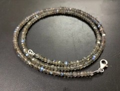 Natural Labradorite Gemstone Beads 925 Sterling Silver Handmade Necklace