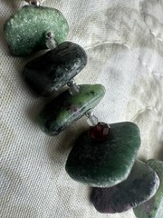 Ruby In Zoisite Natural Stone- Mixed Green Gemstone Beaded Necklace- Handmade