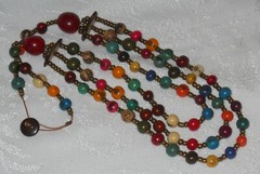 Handcrafted Honduras Artisan 24″ Necklace MULTICOLOR 3Strand Dramatic center pc