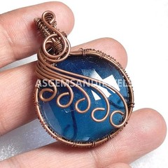 Handmade Copper Wire Wrapped Pendant: Boho Glass Pendant Stone