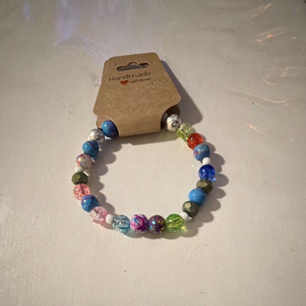 Handmade Beaded Bracelet Multicolor Round Glass Plastic Bohemian Unisex Adults