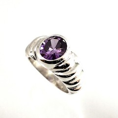 Solid Sterling Silver .925 Round Brilliant Cut Amethyst Solitaire Ring TPJ