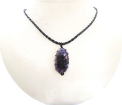 Amethyst Spiderweb Necklace: Handcrafted Black Wire Wrap Pendant