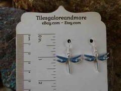Dragonfly Sterling Silver Blue Denim Lapis Gemstone & Opal Earrings Handmade B36