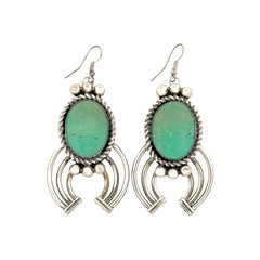 Limbert Perry, Earrings, Royston Turquoise, Sterling Silver, Navajo, 3 1/4″