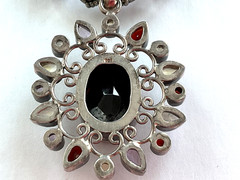 Sterling Silver Gemstone Necklace Pendant Multi Color Marked 925 Vintage