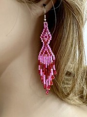 Handmade beaded lot of 6 pairs of multicolored Delica earrings