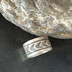 Old Pawn Men Women Band Navajo Stamped Sterling Silver Ring Sz 7 Wedding 20076
