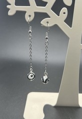 Tibetan Style DZI 3 Eye Agate Genuine Stone Handmade Earrings
