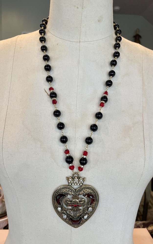 Necklace: “HEART’S DELIGHT” (Assemblage Jewelry) One of A Kind, Vintage Heart