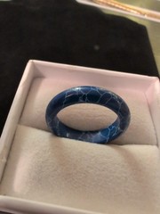 Handcrafted Artisan Tumbled Puffy Cloud Lapis Ring Size 9 Band Hand Cut Custom