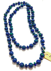 AAA+ Quality Azurite Beaded Necklace 8mm Beads Knotted 27″ Long