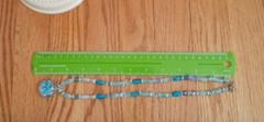 Artisan Estate Crystal Glass Light Blue Flower Pendant 22″ Beaded Toggl Necklace