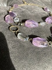 Genuine Ametrine Stone necklace. Faceted. Brass Chain Necklace. Rare.