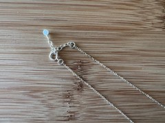 New! White Topaz & Sterling Silver Bar Necklace Handmade 16 1/2-17 3/4 in. -N250
