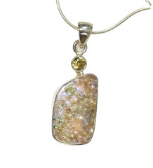 Handmade Louisiana Opal Solid Sterling Silver Natural Zircon Pendant