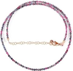 Ruby & Blue Sapphire Necklace, 2.50-3.00mm Micro faceted beads necklace, Natural