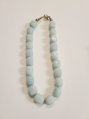 Genuine Blue Jade Nugget Necklace Silver Tone Toggle Clasp 18″