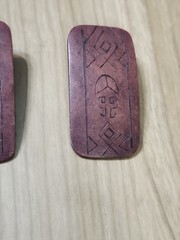 Carved Wood Earrings Reddish Brown Light 2 Inch With Posts