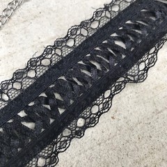 Handmade Corset Necklace Black Lace Choker Lace Up Stretch Goth Wedding Cosplay