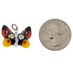 Glass Of Venice Murano Glass Millefiori Small Butterfly Pendant 7/8 Inch Spring