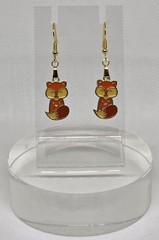 Dangling Cute Orange & Yellow Enameled Fox French Hook Fashion Earrings