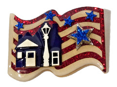 Patriotic Lucinda House Pin American Flag Glitter Star 4th July Red White & Blue