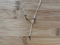 New! Freshwater Pearl and Sterling Silver Fish Necklace 17-19 in. Handmade -N222