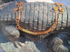 Handmade Copper Wire Necklace With Green Aventurnine Beads 4mm