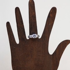 Size 8, vintage Sterling 925 silver engagement ring with crystal ring