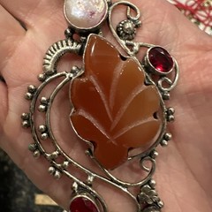 Artisan Handmade Silver Tone Dangle Leaf Earrings & Pendant Jewelry Lot Fall SEE
