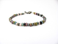 Rainbow Bracelet Seed Bead Mixed Light Color Glass Hippie Love Bead Romancecore