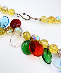 Colorful Glass Disc Bead Necklace 19 in